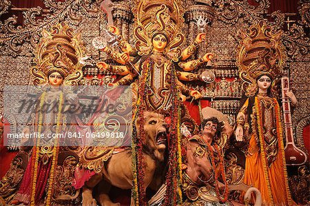 Goddess Durga statue during Durga Pooja, Kolkata, West Bengal, India, Asia  - Stock Photo - Masterfile - Rights-Managed, Artist: robertharding, Code:  841-06499818