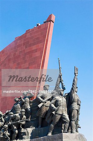 Mansudae Grand Monument depicting the Anti Japanese Revolutionary Struggle and Socialist Revolution and Construction, Mansudae Assembly Hall on Mansu Hill, Pyongyang, Democratic People's Republic of Korea (DPRK), North Korea, Asia