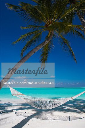 Hammock on tropical beach, Maldives, Indian Ocean, Asia