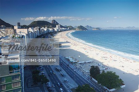 View of Copacabana beach and Avenida Atlantica, Rio de Janeiro, Brazil, South America