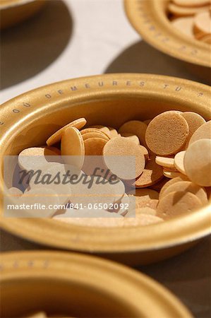 Host wafers in a Catholic church, Seine-Saint-Denis, France, Europe Host wafers in a Catholic church, Seine-Saint-Denis, France, Europe