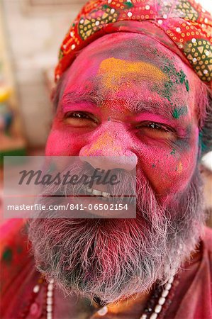 Holi celebration in Goverdan, Uttar Pradesh, India, Asia