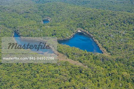 Aerial of the Butterfly Lakes, Fraser Island, UNESCO World Heritage Site, Queensland, Australia, Pacific