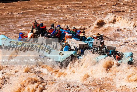 Rafting down the Colorado River through turbulent waters of the Grand Canyon, Arizona, United States of America, North America