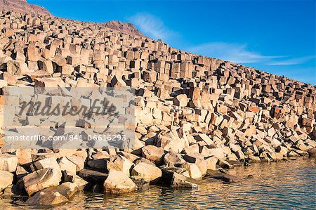 Columnar basalt, Vikingbukta (Viking Bay), Scoresbysund, Northeast Greenland, Polar Regions