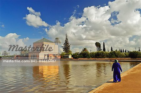 Saadian garden pavilion, La Menara (Menara Gardens), Marrakesh, Morocco, North Africa, Africa