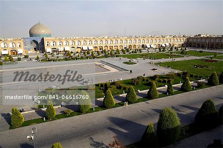 View over the Royal Square, UNESCO World Heritage Site, and the Sheikh Lotf Allah  Mosque of Isfahan, Iran, Middle East