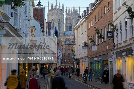 Colliergate and Minster at Christmas, York, Yorkshire, England, United Kingdom, Europe