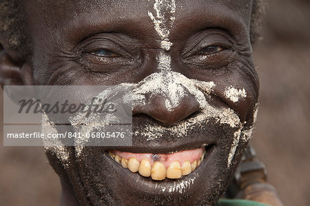 Portrait of a Karo man with facial paintings, Omo River Valley, Ethiopia, Africa