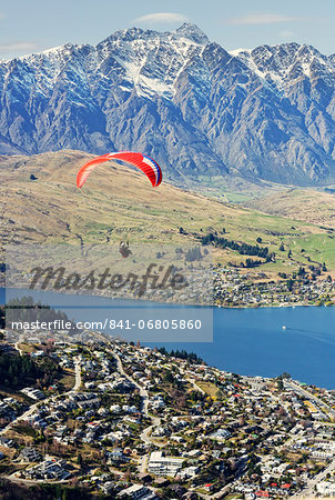 Paragliding over Queenstown, Queenstown, Otago, South Island, New Zealand, Pacific
