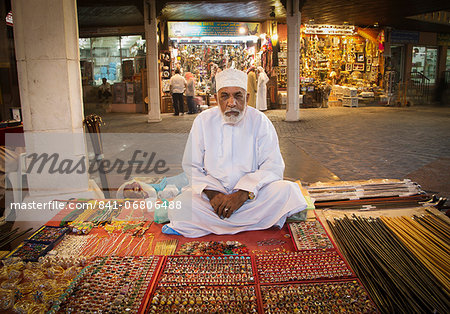 Merchant in Muscat's Souk, Muscat, Oman, Middle East