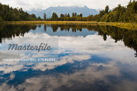Reflections at Lake Matheson, Westland National Park, UNESCO World Heritage Site, South Island, New Zealand, Pacific