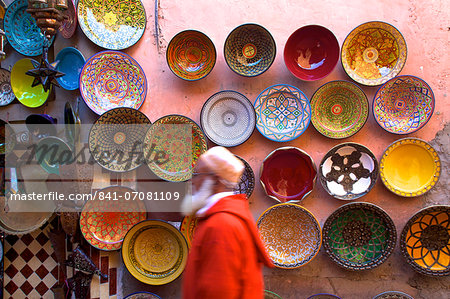 Street scene with Moroccan ceramics, Marrakech, Morocco, North Africa, Africa