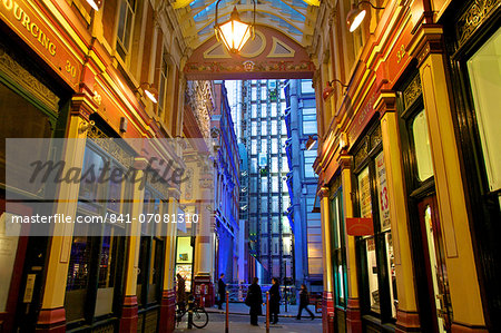 Leadenhall Market and Lloyds Building, London, United Kingdom, Europe