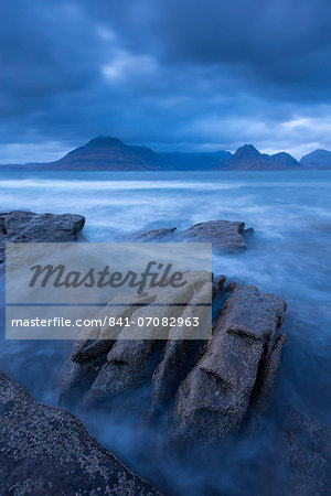 The Cuillin mountains from the shores of Elgol, Isle of Skye, Inner Hebrides, Scotland, United Kingdom, Europe