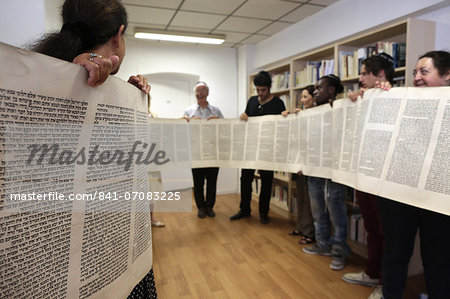 Launch of a new Torah in a synagogue, Paris, France, Europe