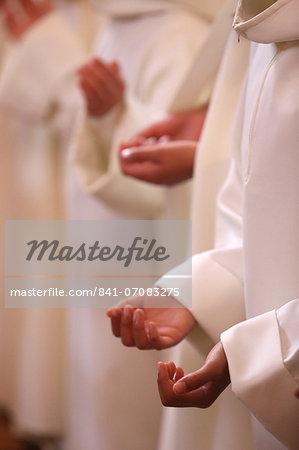 Mass during First Communion ceremony, Paris, France, Europe