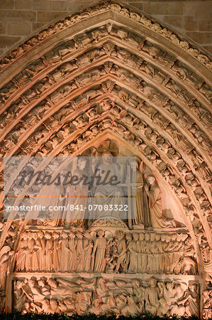 Tympanum of the Last Judgement. Notre-Dame de Paris cathedral, Paris, France, Europe