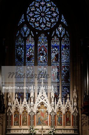 The East window over the high altar created by Clayton and Bell in 1878, Grace Church Episcopal, New York, United States of America, North America
