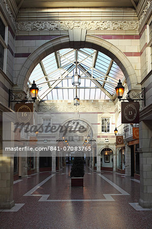 St. Michael's Row, a shopping arcade dating from 1910 by W. T. Lockwood, a Grade II listed building in Chester, Cheshire, England, United Kingdom, Europe