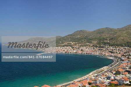 View over Samos harbour and town, Isle of Samos, Eastern Sporades, Greek Islands, Greece, Europe