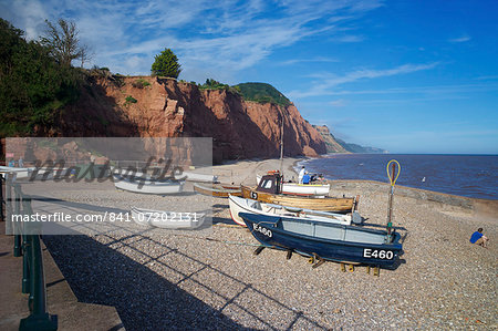 Beach and cliffs on the Jurassic Coast, UNESCO World Heritage Site, Sidmouth, Devon, England, United Kingdom, Europe