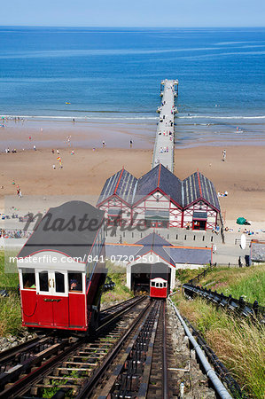 Cliff Tramway and the Pier at Saltburn by the Sea, Redcar and Cleveland, North Yorkshire, Yorkshire, England, United Kingdom, Europe