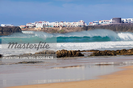 View from Playa del Castillo to El Cotillo, Fuerteventura, Canary Islands, Spain, Atlantic, Europe