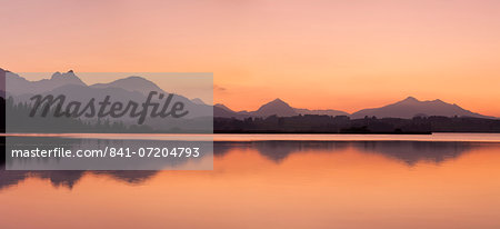 Sunset at Lake Hopfensee, Allgau, near Fussen, Bavaria, Germany, Europe