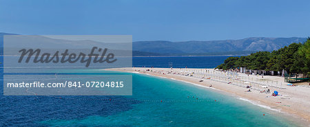 Beach of Zlatni rat (Golden Horn) and the island of Hvar in the background, Bol, Brac, Dalmatia, Croatia, Europe