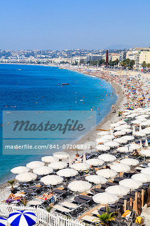 Baie des Anges and beach, Nice, Alpes Maritimes, Provence, Cote d'Azur, French Riviera, France, Mediterranean, Europe