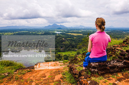 Sigiriya Rock, tourist enjoying the view over the Sri Lankan landscape, Sri Lanka, Asia
