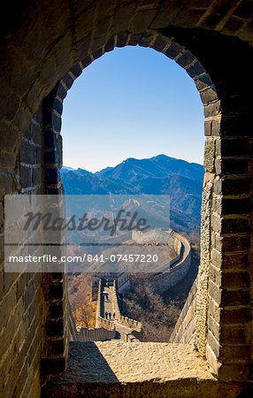 Watchtower arch of the Great Wall of China at Mutianyu, north of Beijing (formerly Peking), China