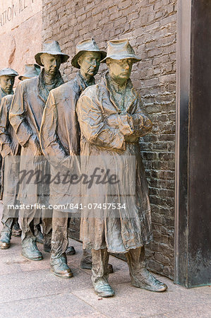 Statue of a Great Depression bread line at the Franklin D. Roosevelt Memorial,  Washington, D.C., United States of America, North America