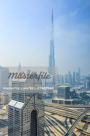 Burj Khalifa and city skyline, Downtown, Dubai, United Arab Emirates, Middle East