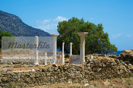 Acropole in Arkasa archaeological site, Pigadia, Karpathos, Dodecanese, Greek Islands, Greece, Europe