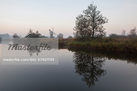 Beautiful calm conditions on the River Ant in the Norfolk Broads at Turf Fen, Norfolk, England, United Kingdom, Europe
