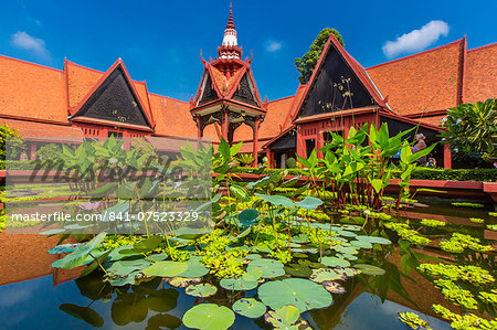 Pagoda in the National Museum in the capital city of Phnom Penh, Cambodia, Indochina, Southeast Asia, Asia