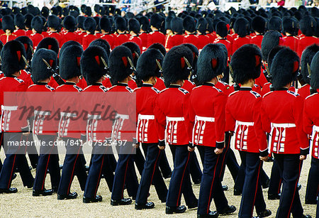 A military parade by guardsmen in London, UK