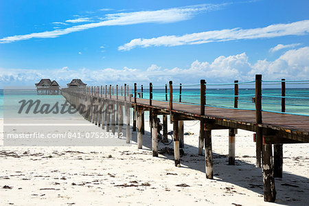 Hotel jetty, Bwejuu Beach, Zanzibar, Tanzania, Indian Ocean, East Africa, Africa