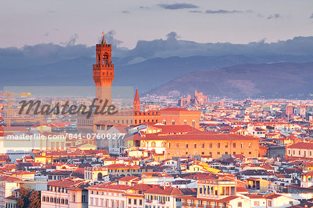 The view from Piazzale Michelangelo over to the historic city of Florence, UNESCO World Heritage Site, Florence, Tuscany, Italy, Europe The view from Piazzale Michelangelo over to the historic city of Florence, UNESCO World Heritage Site, Florence, Tuscany, Italy, Europe