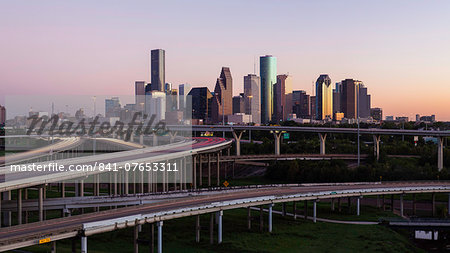 City skyline and Interstate, Houston, Texas, United States of America, North America