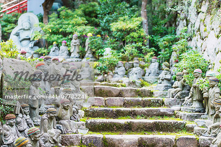 Statues in Daisho-in Buddhist temple, Miyajima Island, Hiroshima Prefecture, Honshu, Japan, Asia