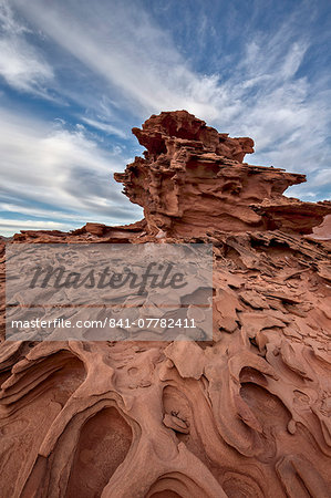 Red sandstone with three-dimensional erosion forms, Gold Butte, Nevada, United States of America, North America