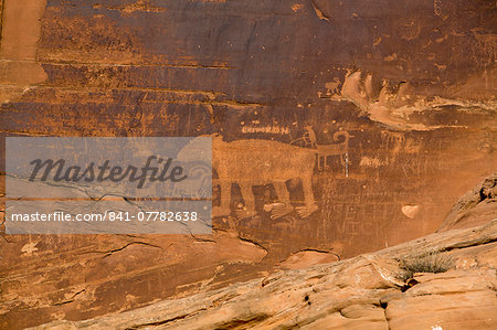 Petroglyphs, ancestral Puebloan, dating from AD 900 to AD 1250, Potash Road, near Moab, Utah, United States of America, North America