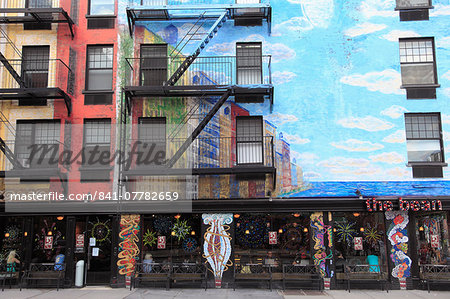 Apartment Building and coffee shop, East Village, Manhattan, New York City, United States of America, North America