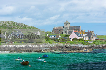The ancient Iona Abbey and St. Oran's Chapel on the Isle of Iona, Inner Hebrides and Western Isles, Scotland, United Kingdom, Europe The ancient Iona Abbey and St. Oran's Chapel on the Isle of Iona, Inner Hebrides and Western Isles, Scotland, United Kingdom, Europe