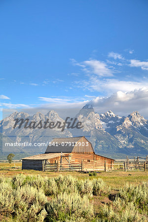 John Moulton Homestead, Barn dating from the 1890s, Mormon Row, Grand Teton National Park, Wyoming, United States of America, North America John Moulton Homestead, Barn dating from the 1890s, Mormon Row, Grand Teton National Park, Wyoming, United States of America, North America