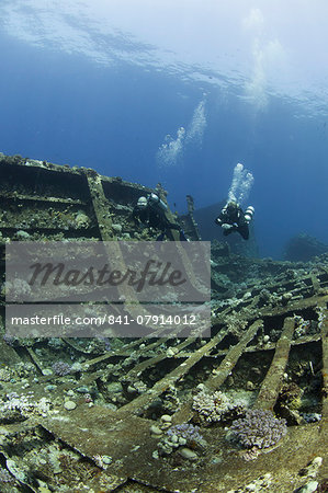 Diving the wreck of The Giannis D, Red Sea, Egypt, North Africa, Africa