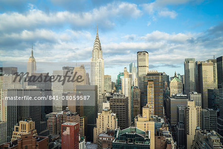 Manhattan skyscrapers including the Empire State Building and Chrysler Building, Manhattan, New York City, New York, United States of America, North America